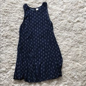 Navy Patterned Sleeveless Shift Dress